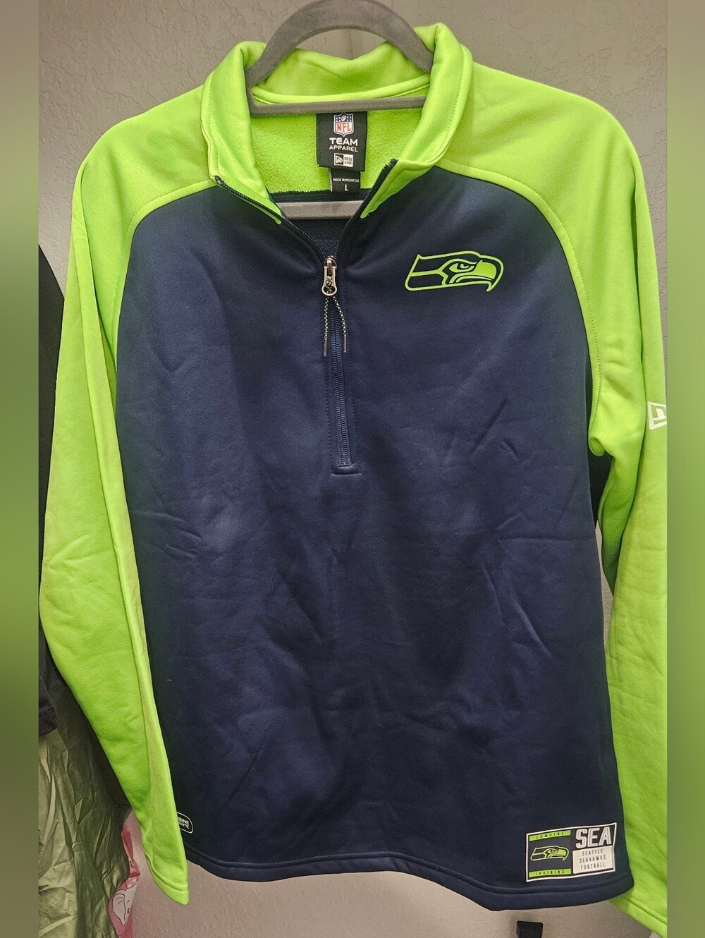 NFL Team Pullover by New Era - Navy & Neon Green